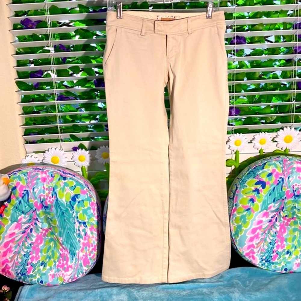 Forever 21 creamy tan low rise bell bottom pants